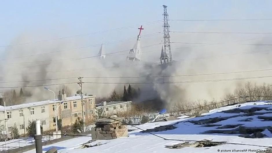 今年初，中國山西金燈台教堂被政府整幢拆除。（圖／德國之聲）