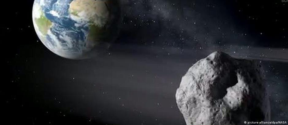Simulação digital do trajeto do asteroide 2018 CB 