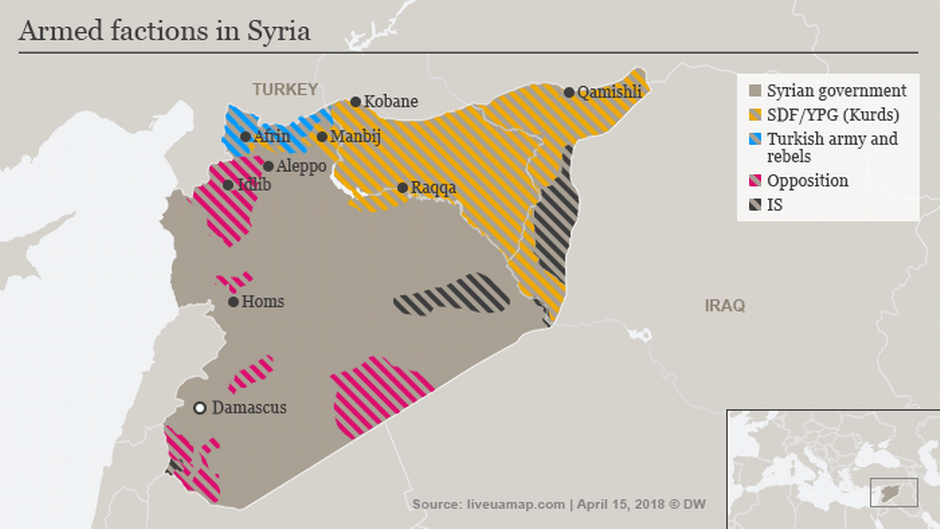 Karte Syrien kontrollierte Gebiete 11. April 2018 ENG